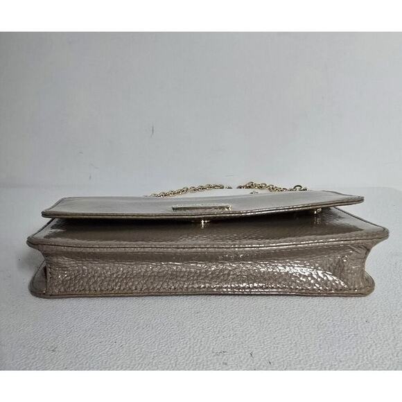 Henri Bendel Taupe Patent Leather Crossbody Bag Wallet On A Chain Clutch - Picture 6 of 16
